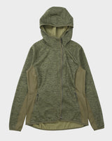 Vintage The North Face Women's Khaki Soft Shell Asymmetric Zip-Up Fleece Hoodie - M