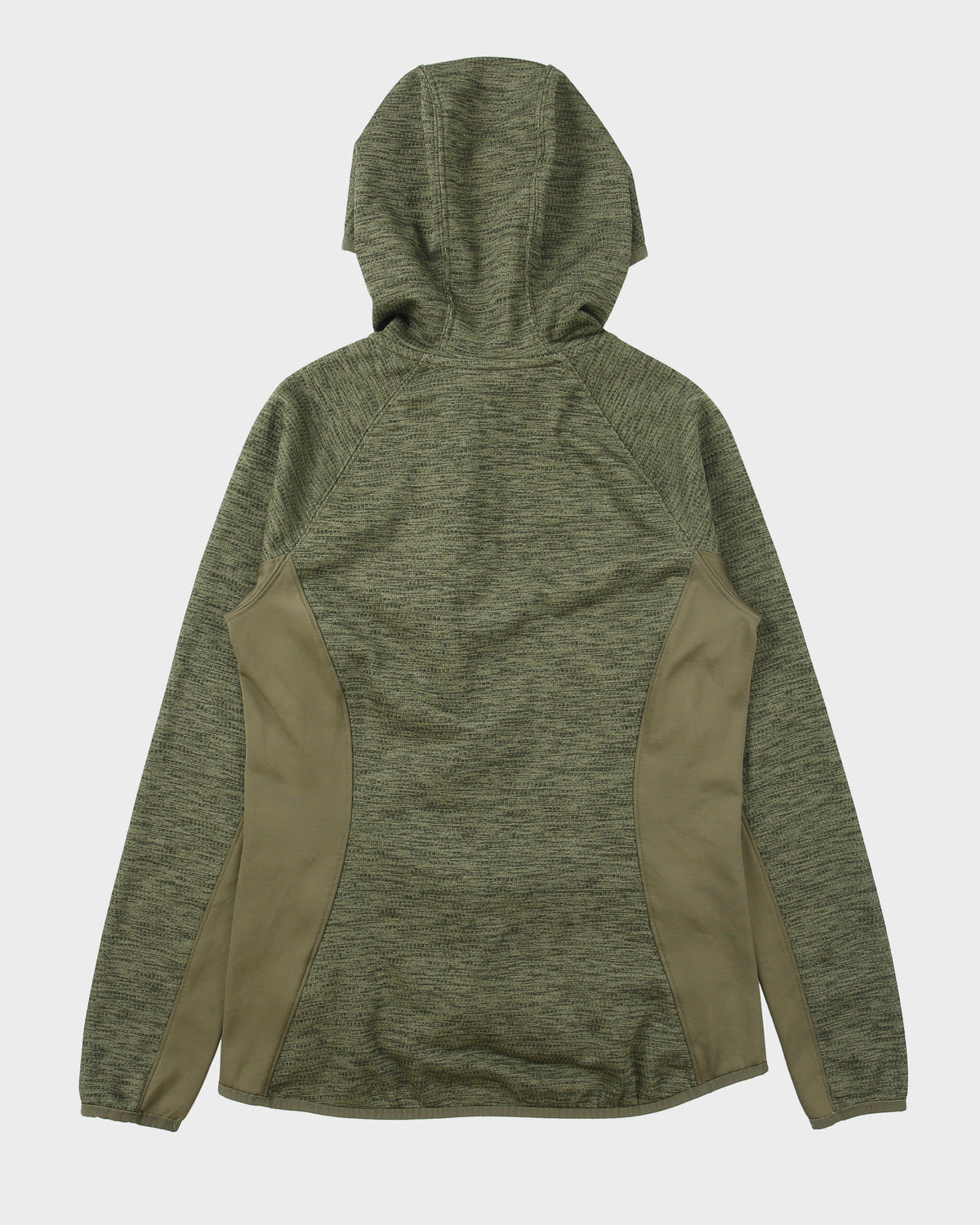 Vintage The North Face Women's Khaki Soft Shell Asymmetric Zip-Up Fleece Hoodie - M