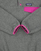 Patagonia Women's Grey/Hot Pink Synchilla Snap-T Pullover Fleece - M