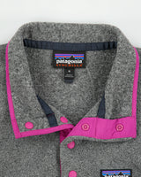 Patagonia Women's Grey/Hot Pink Synchilla Snap-T Pullover Fleece - M