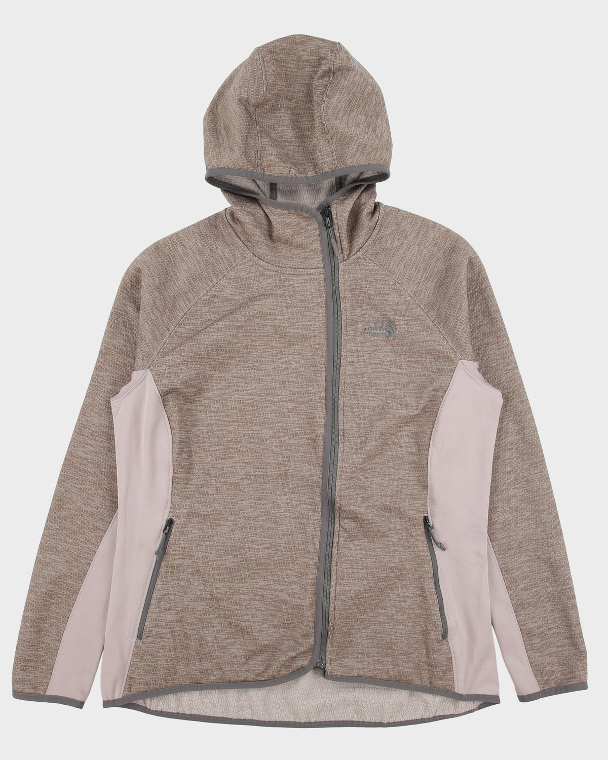Vintage The North Face Women's Quail Grey Arcata Asymmetric Full-ZIp Fleece Hoodie - XL