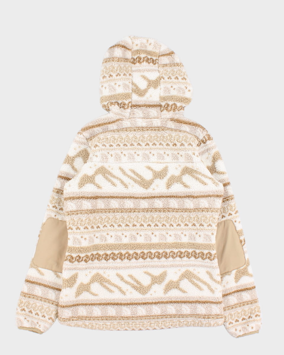 The North Face Beige & White Printed Hooded Fleece - XS