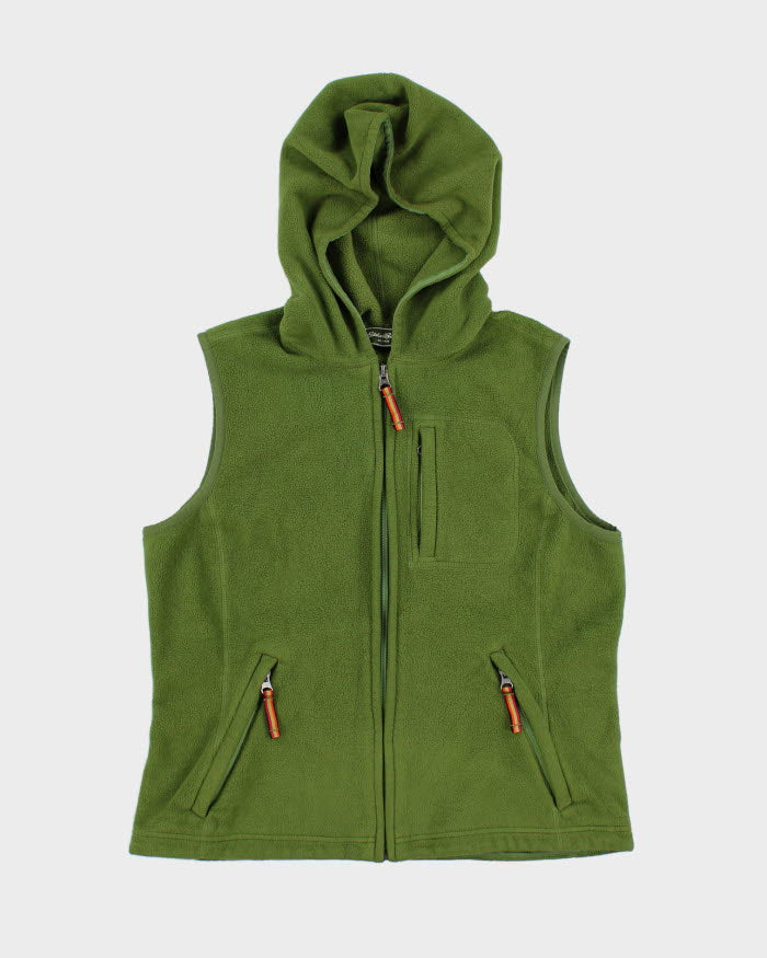 Eddie Bauer Green Sleeveless Hooded Fleece - M