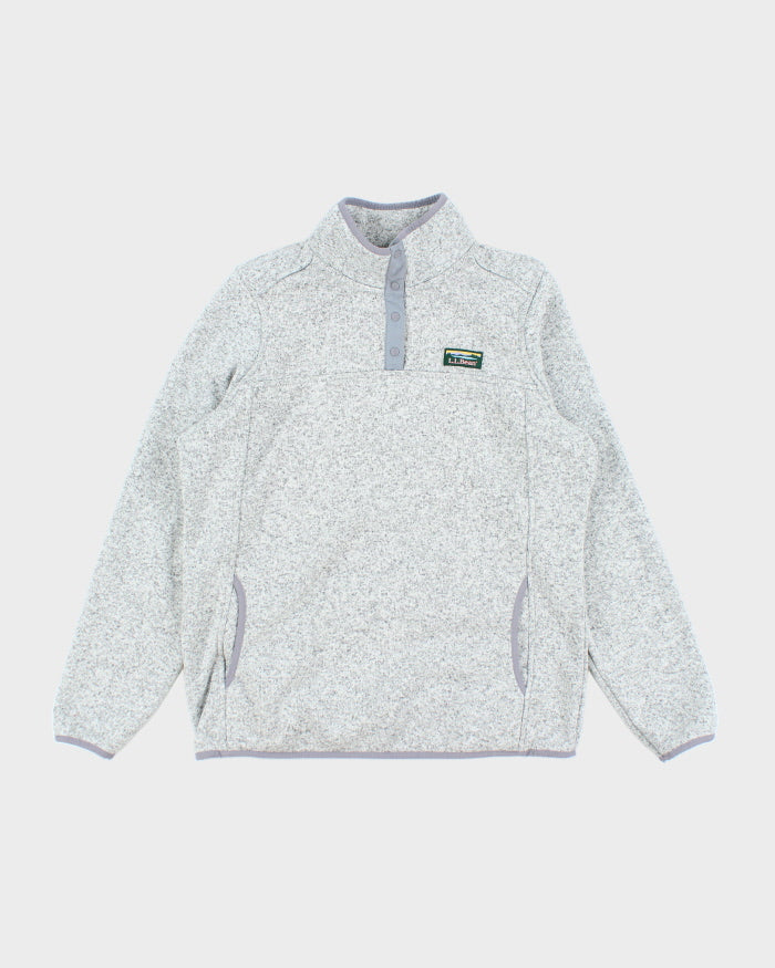 L.L.Bean Grey Quarter-Button Fleece - L