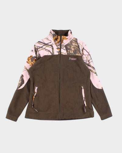 Vintage Women's Pink Real Tree Camouflage Full Zip Fleece - S