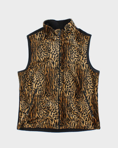 Vintage Y2k 00s Leopard Print Sleeveless Fleece - L