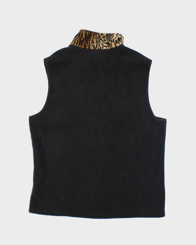 Vintage Y2k 00s Leopard Print Sleeveless Fleece - L