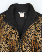 Vintage Y2k 00s Leopard Print Sleeveless Fleece - L