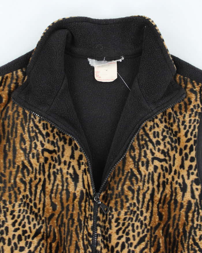 Vintage Y2k 00s Leopard Print Sleeveless Fleece - L