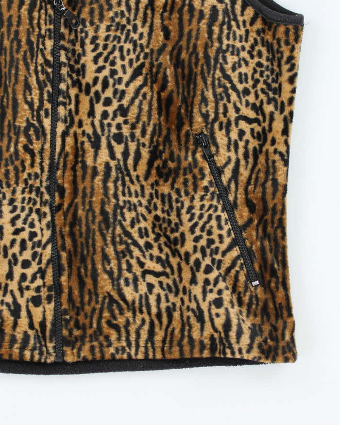Vintage Y2k 00s Leopard Print Sleeveless Fleece - L