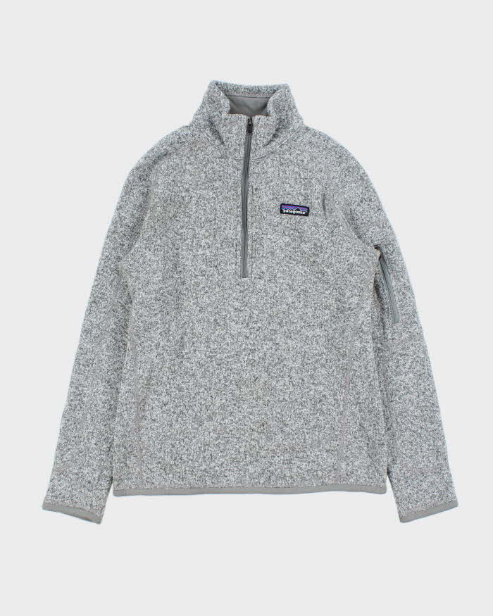 Vintage Patagonia Women's Marl Grey Quarter-Zip Fleece - S