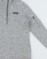 Vintage Patagonia Women's Marl Grey Quarter-Zip Fleece - S