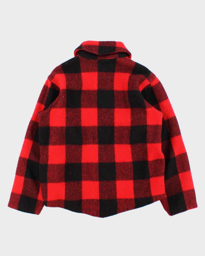 Vintage 1970s Woolrich Buffalo Plaid Wool Women's Collared Quarter-Zip Pullover - L