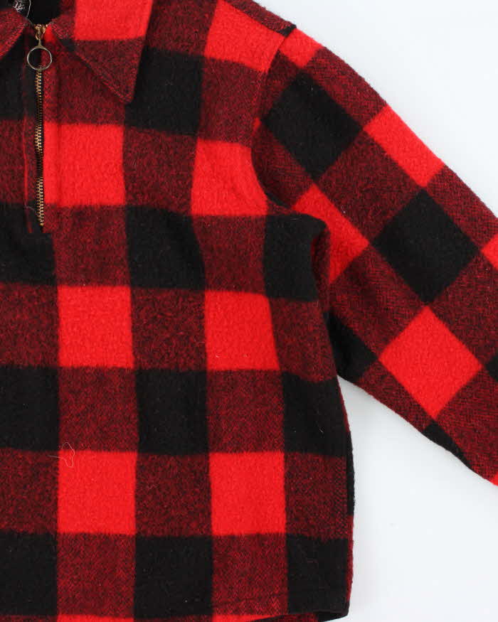 Vintage 1970s Woolrich Buffalo Plaid Wool Women's Collared Quarter-Zip Pullover - L