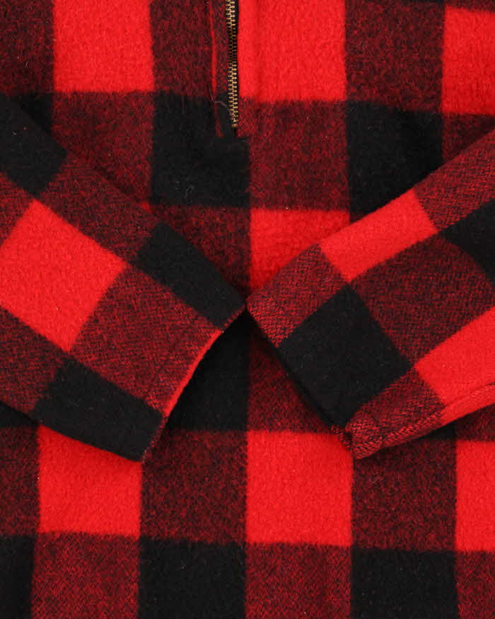 Vintage 1970s Woolrich Buffalo Plaid Wool Women's Collared Quarter-Zip Pullover - L
