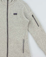 Vintage Patagonia Women's Marl Grey 'Better Sweater' Hooded Full-Zip Fleece - M