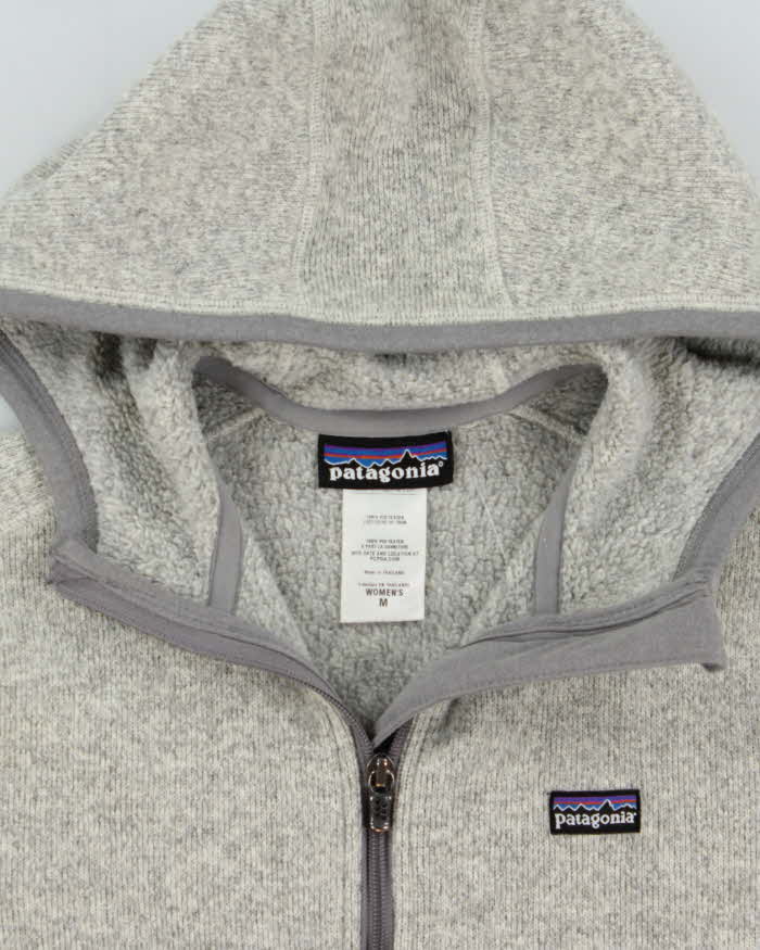 Vintage Patagonia Women's Marl Grey 'Better Sweater' Hooded Full-Zip Fleece - M