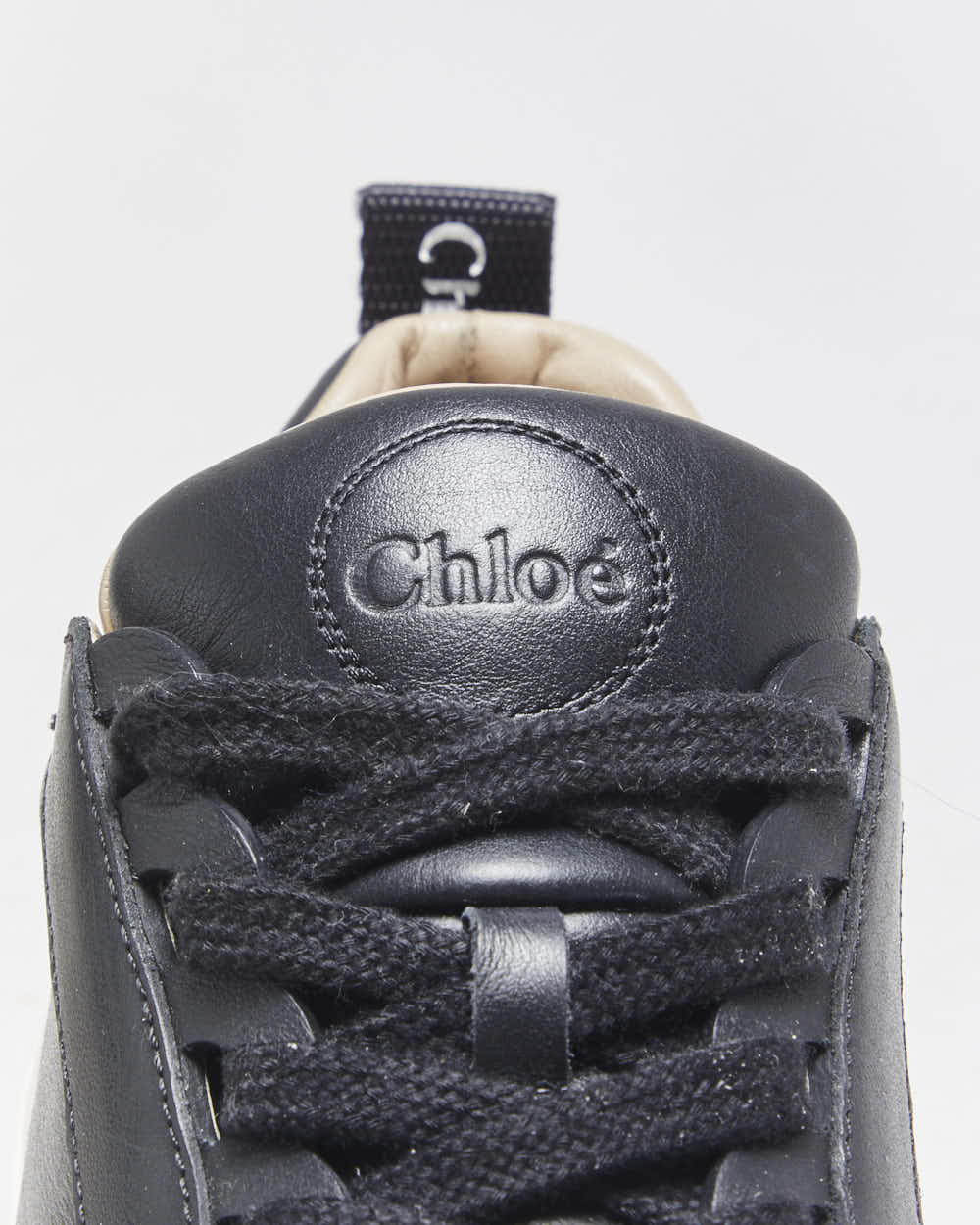Chloe Women's Black Lauren Calfskin Leather Lace-Up Low Top Trainers - UK5