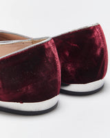 Vintage Miu Miu Women's Bordeaux Velvet Crystal Embellished Smoking Slipper Ballet Flats - UK4.5