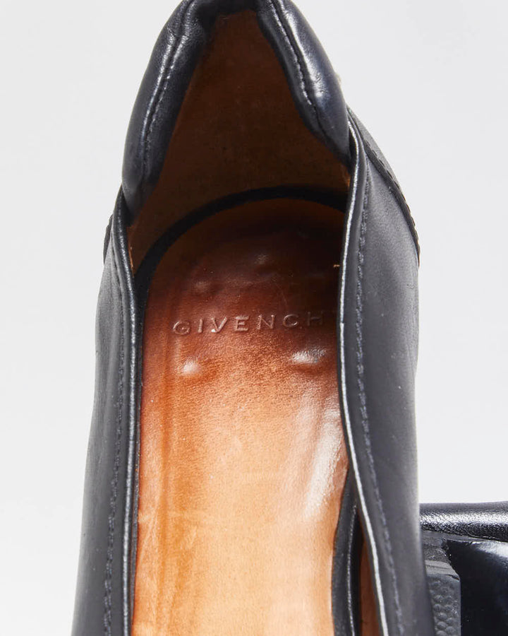 Vintage Givenchy Women's Leather Gold Buckle Block Heel Court Shoes - UK6