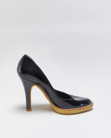 Vintage Y2K 00s Gucci Women's 'Nightfall Diva' Black Patent Leather Rubber Sole Pumps - UK4.5