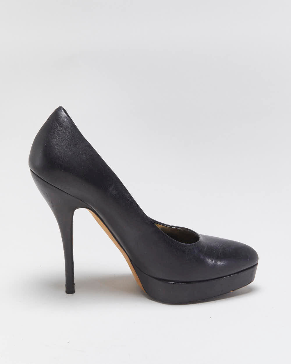 Vintage Y2K 00s Gucci Women's Black Leather Platform Pointed Toe