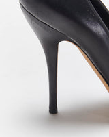 Vintage Y2K 00s Gucci Women's Black Leather Platform Pointed Toe Stiletto Heel Pumps - UK2