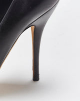 Vintage Y2K 00s Gucci Women's Black Leather Platform Pointed Toe Stiletto Heel Pumps - UK2