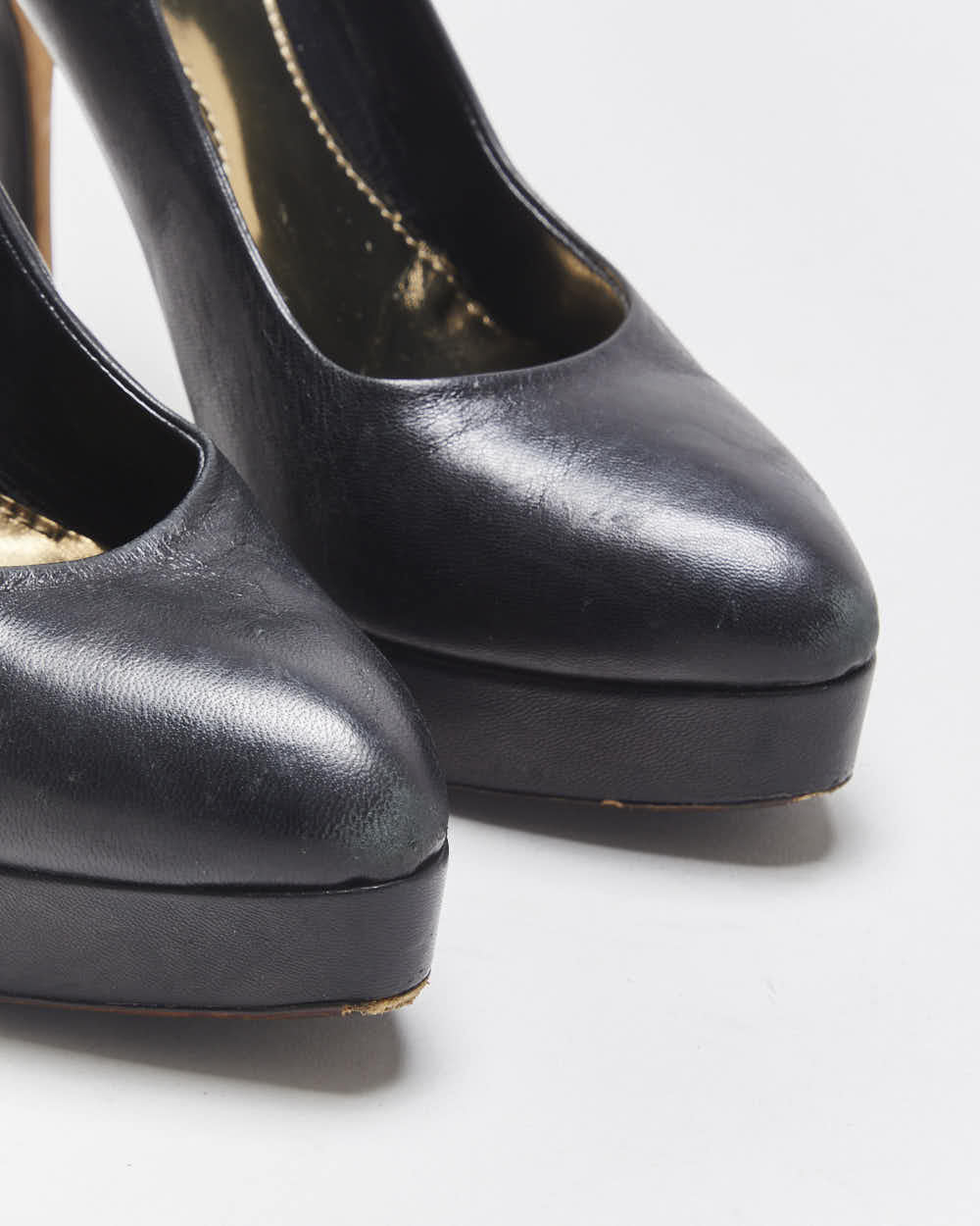 Vintage Y2K 00s Gucci Women's Black Leather Platform Pointed Toe