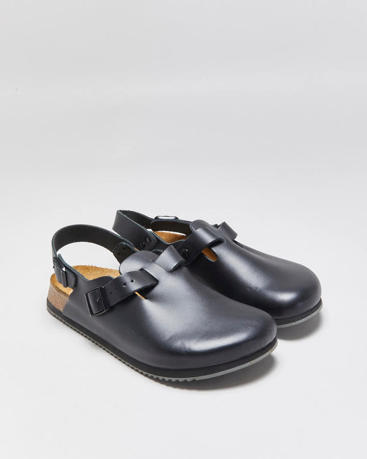 Birkenstock Women's Black Natural Leather Tokio Super Grip Sandals  - UK7.5