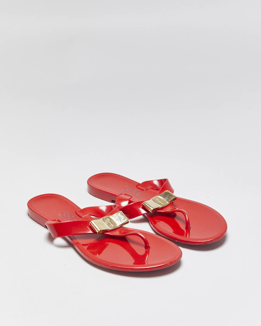 Salvatore Ferragamo Women's Red Farelia Jelly Flip Flop Sandals - UK4