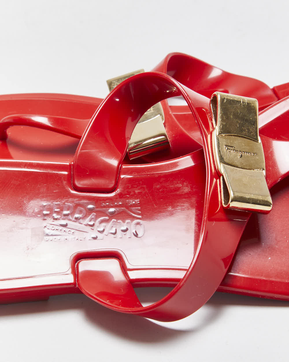 Salvatore Ferragamo Women's Red Farelia Jelly Flip Flop Sandals - UK4