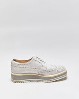 Prada Women's Pale Grey Patent Leather Platform Brogues - UK2.5