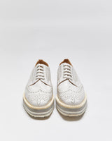 Prada Women's Pale Grey Patent Leather Platform Brogues - UK2.5
