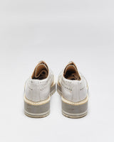 Prada Women's Pale Grey Patent Leather Platform Brogues - UK2.5