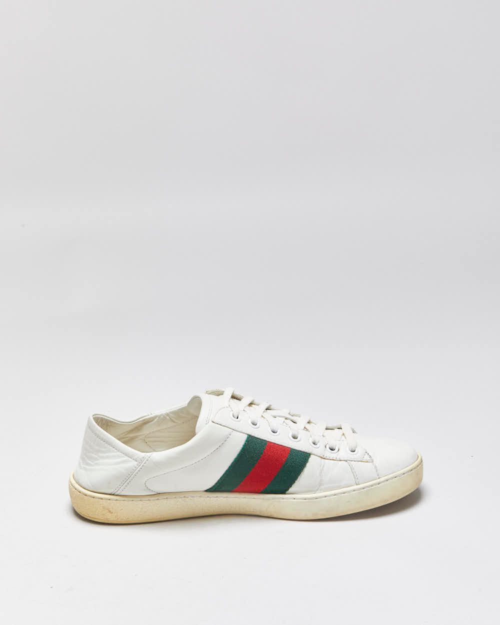 2023 Gucci Women's White Calfskin Leather Web Ace Low Trainers - UK6