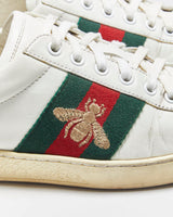 2023 Gucci Women's White Calfskin Leather Web Ace Low Trainers - UK6