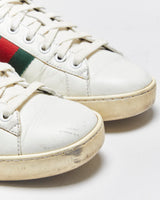 2023 Gucci Women's White Calfskin Leather Web Ace Low Trainers - UK6