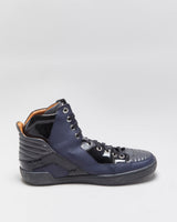 2022 Bally Women's Etman/025 Navy Rubberised / Black Patent Leather High Top Trainers - UK5.5