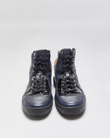 2022 Bally Women's Etman/025 Navy Rubberised / Black Patent Leather High Top Trainers - UK5.5