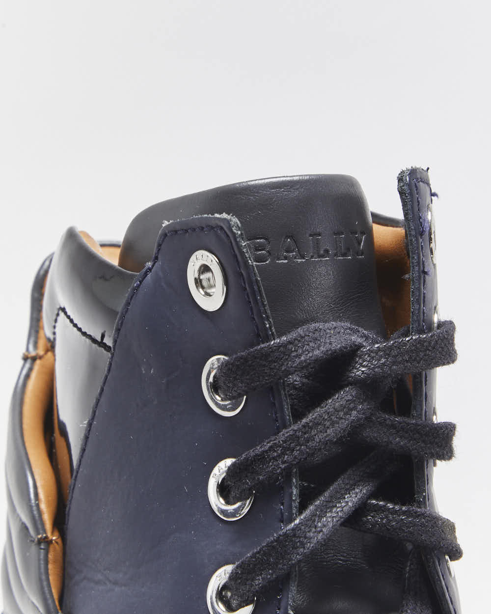 2022 Bally Women's Etman/025 Navy Rubberised / Black Patent Leather High Top Trainers - UK5.5