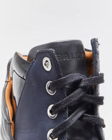 2022 Bally Women's Etman/025 Navy Rubberised / Black Patent Leather High Top Trainers - UK5.5