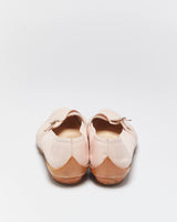 Vintage Y2K 00s Salvatore Ferragamo Women's Baby Pink Calfskin Leather 'Audrey' Low Heel Ballet Flats - UK5