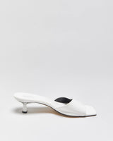 Vintage Michael Michael Kors Women's White Patent Leather Square Toe Kitten Heel Mules - UK8