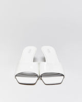 Vintage Michael Michael Kors Women's White Patent Leather Square Toe Kitten Heel Mules - UK8