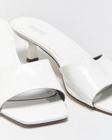 Vintage Michael Michael Kors Women's White Patent Leather Square Toe Kitten Heel Mules - UK8