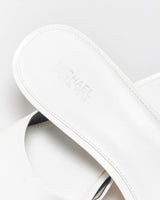 Vintage Michael Michael Kors Women's White Patent Leather Square Toe Kitten Heel Mules - UK8