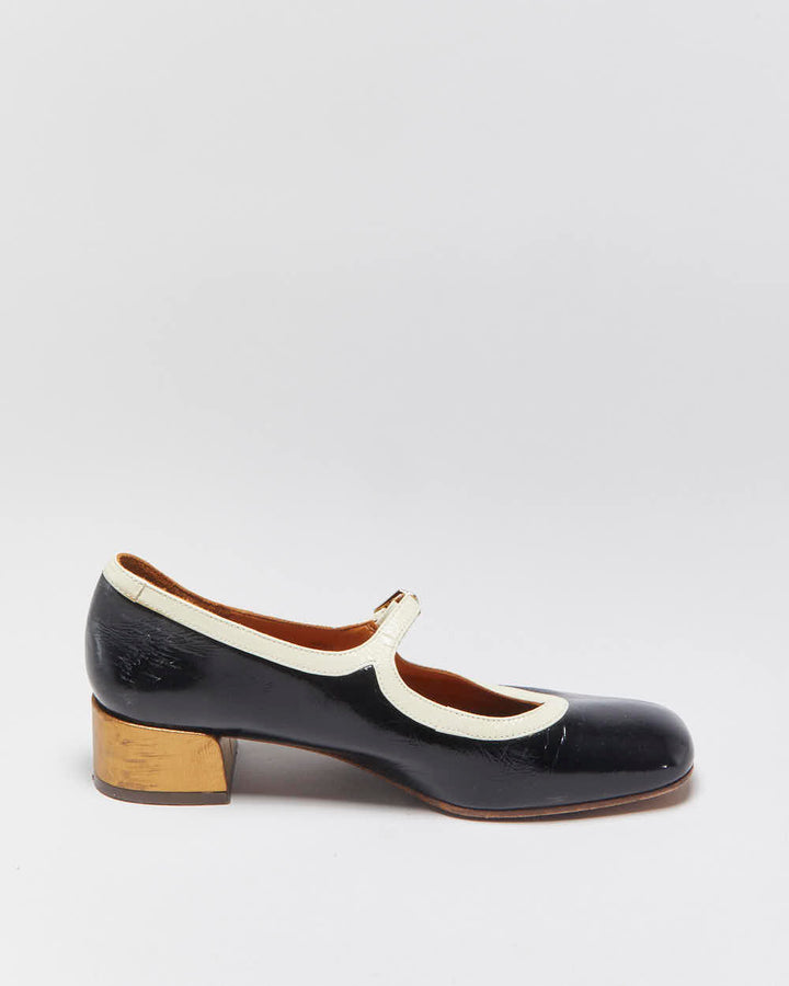 Vintage Chie Mihara 'Idan' Women's Patent Leather Square Toe Block Heel Mary Janes - UK5