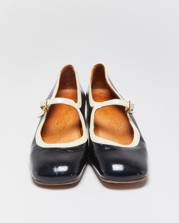 Vintage Chie Mihara 'Idan' Women's Patent Leather Square Toe Block Heel Mary Janes - UK5