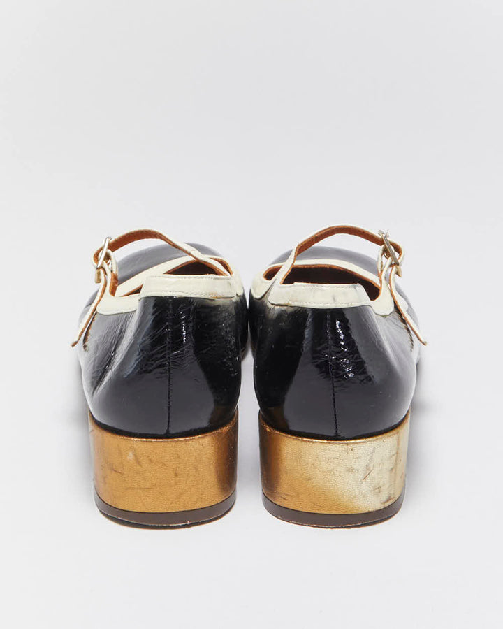 Vintage Chie Mihara 'Idan' Women's Patent Leather Square Toe Block Heel Mary Janes - UK5